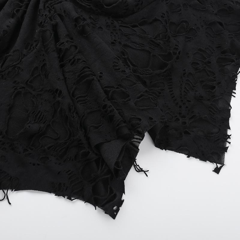 Ruched ripped knotted textured mini skirt
