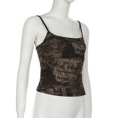 Print backless contrast cami top