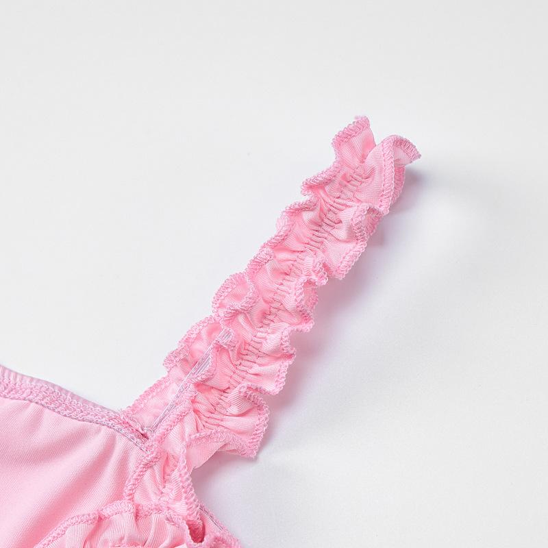 Sweetheart neck ruffle hollow out cami mini dress