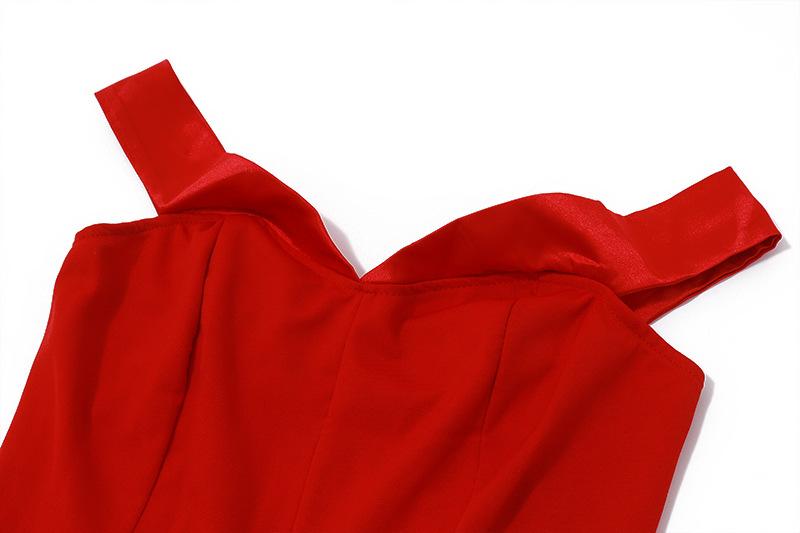 Off shoulder off shoulder zip-up mini dress  | red tango dress