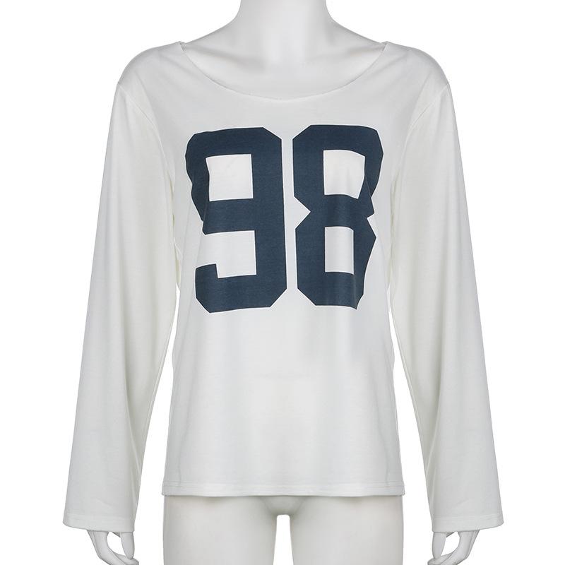 Long sleeve crewneck "98" print top