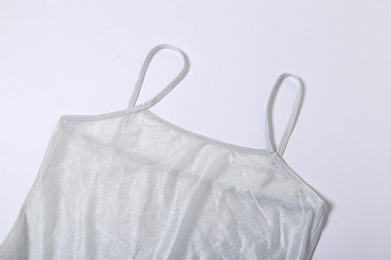 Sheer mesh see through backless solid cami maxi dress  | samba dress