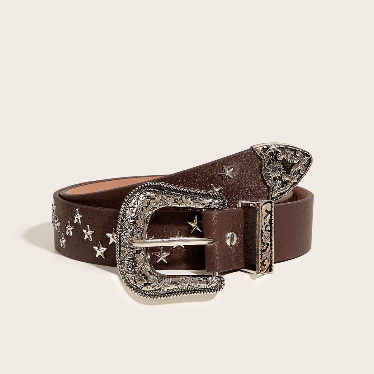 Star PU leather adjustable belt