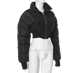 Turnover collar zip-up solid long sleeve corset coat top