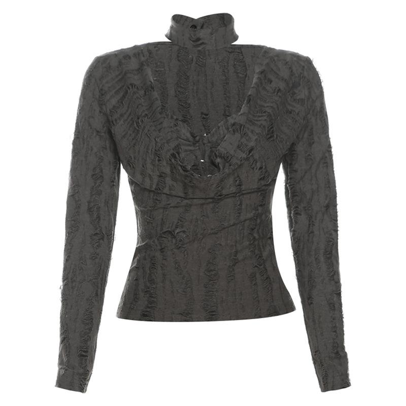 Long sleeve cowl neck solid 2 piece top