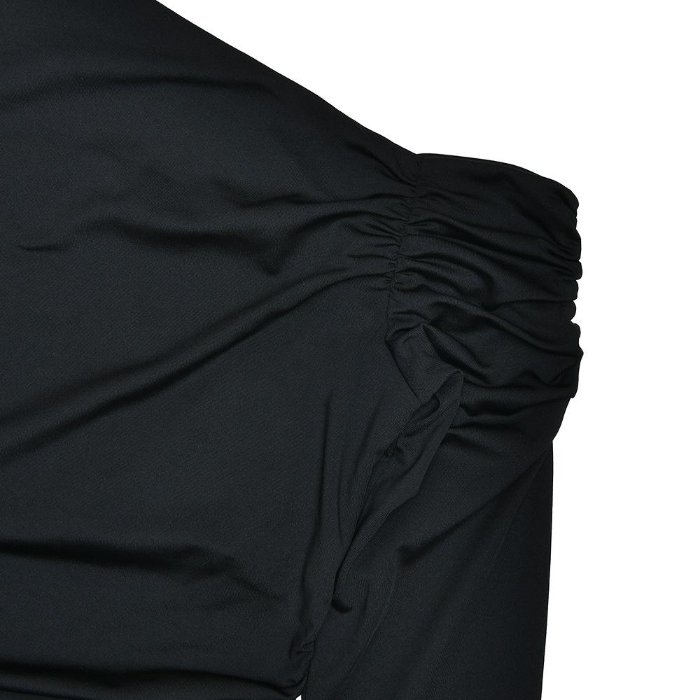 One shoulder long sleeve solid bodysuit