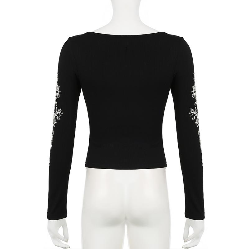 Long sleeve crewneck abstract top