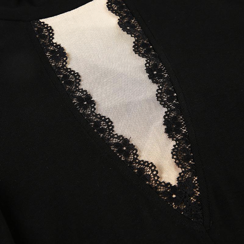 High neck long sleeve mesh patchwork bodysuit