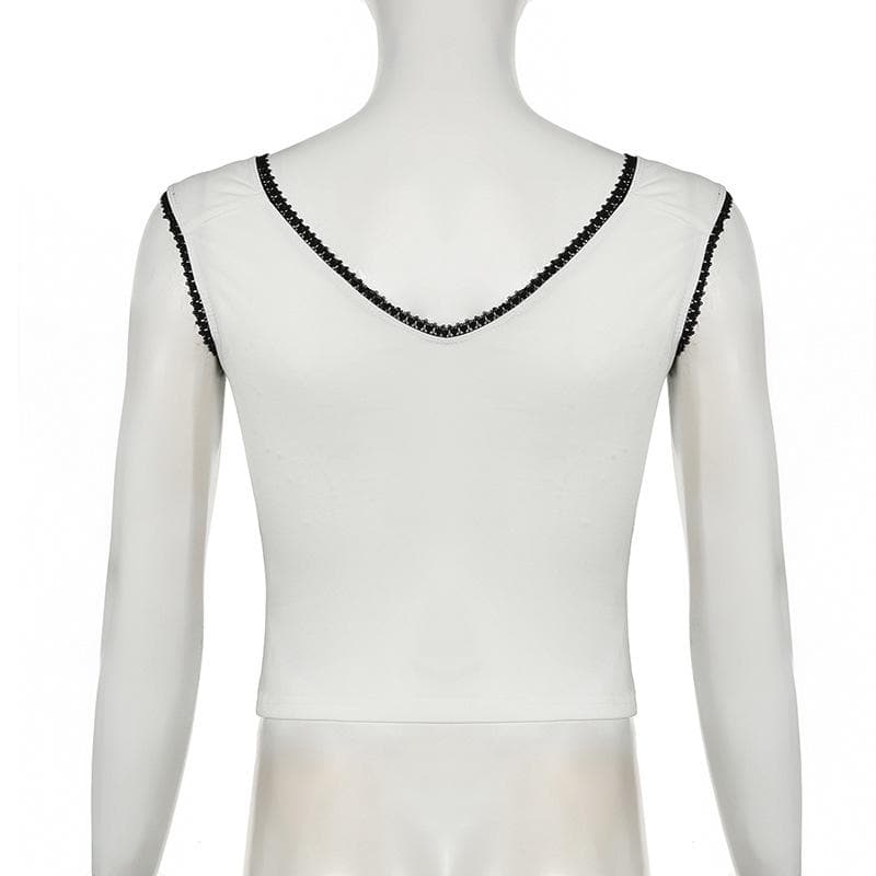 V neck bowknot ruched lace hem top