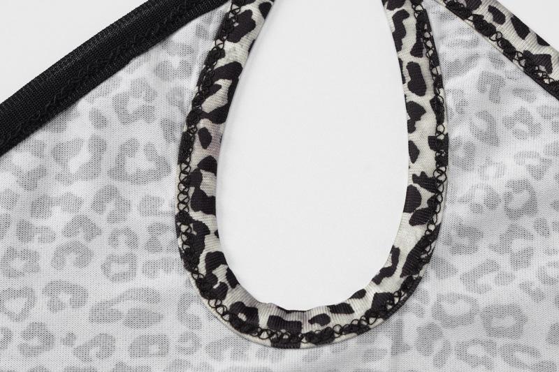 Leopard print cross front hollow out cami top