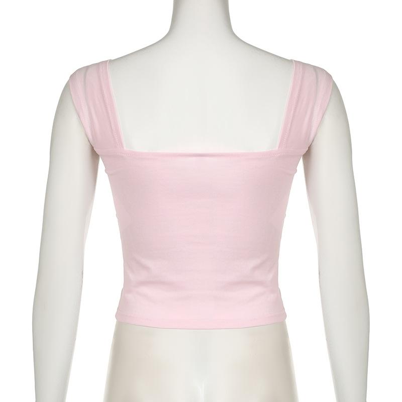 Lace hem ruched ribbon 2-way cami top