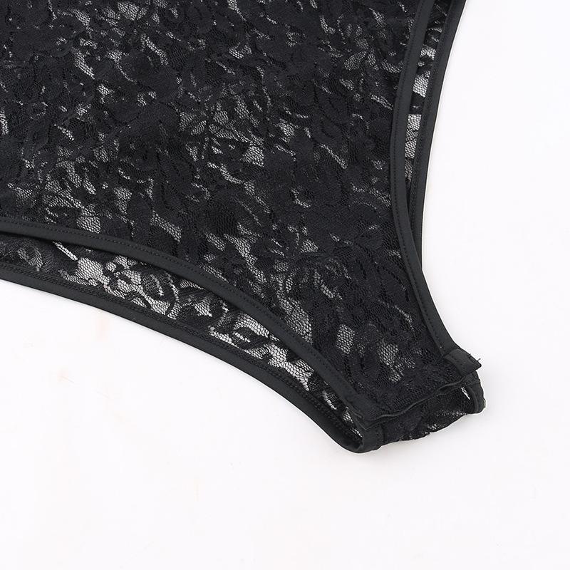 Long flared sleeve lace cross front bodysuit