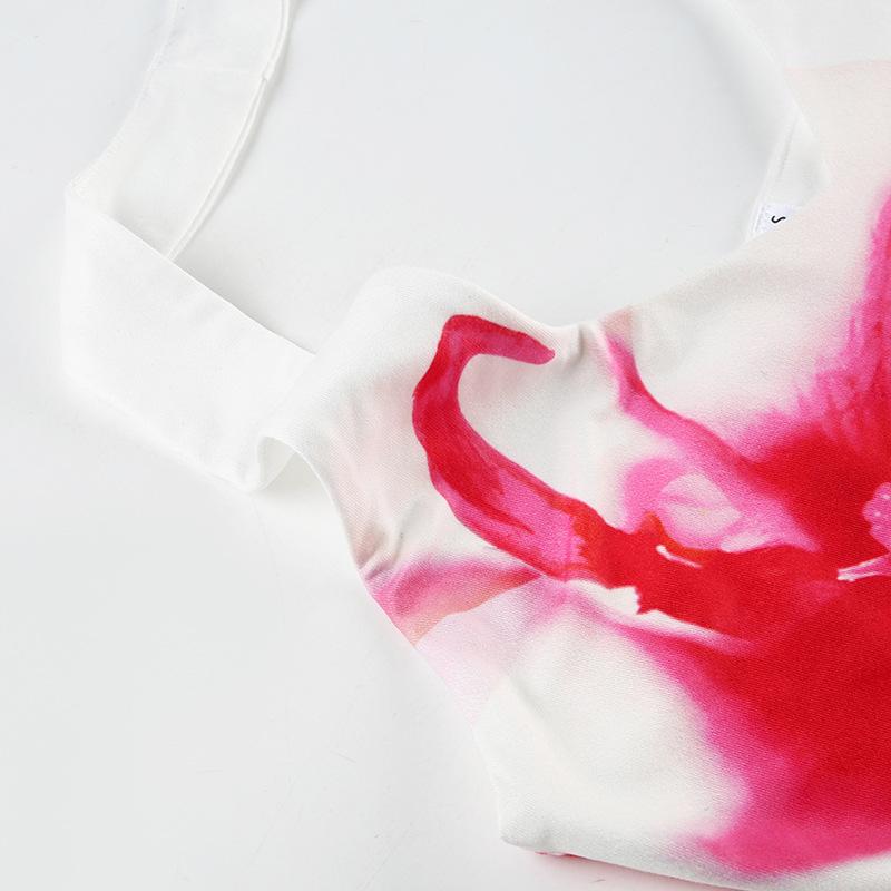 Halter flower print backless top
