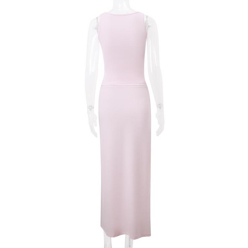 Cowl neck ruched solid tank maxi dress