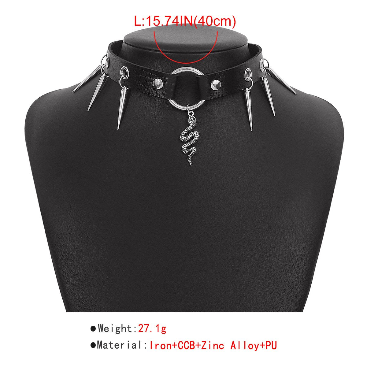 PU leather rivet animal decor o ring chocker