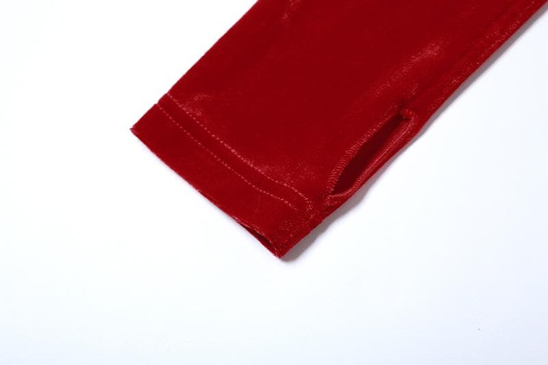 Velvet gloves ruched mesh backless cami mini dress  | red tango dress