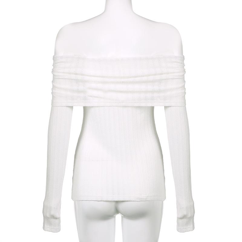 Off shoulder long sleeve ruched abstract top