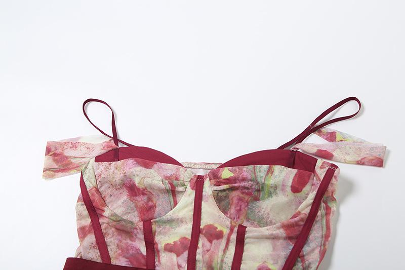 Sweetheart neck off shoulder bustier contrast cami top