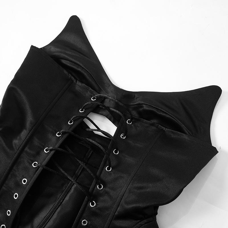 V neck corset lace up hollow out top