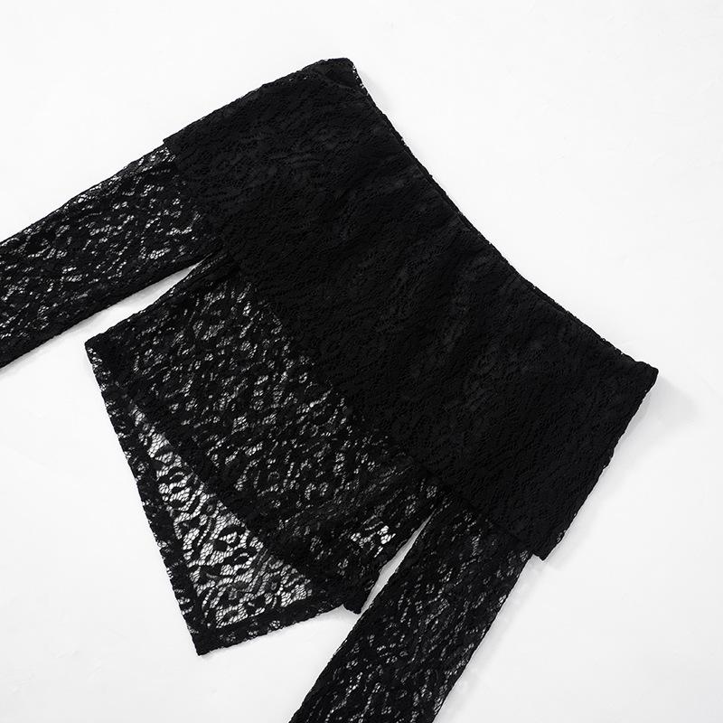 Off shoulder long sleeve lace top