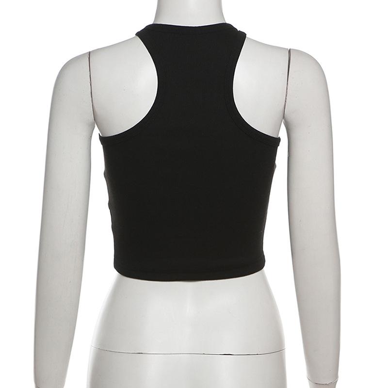 Crewneck sleeveless solid crop top