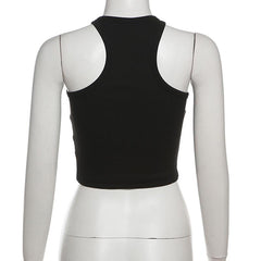 Crewneck sleeveless solid crop top
