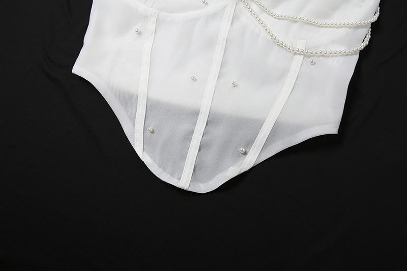 Halter beaded backless solid top