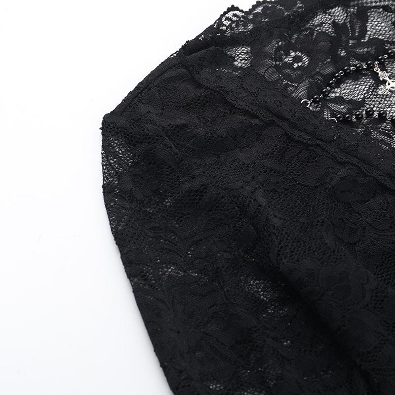 Long sleeve v neck lace top