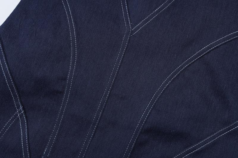 Denim stitch zip-up backless tube mini dress