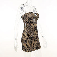 Mesh contrast hollow out cross back velvet mini dress  | black rave dress  | black rave dress