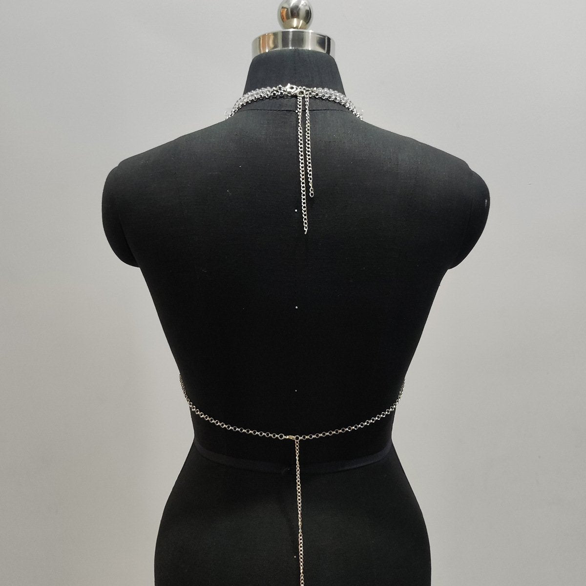 Halter hollow out beaded backless top
