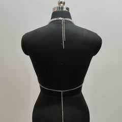 Halter hollow out beaded backless top