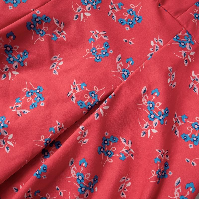 Flower print zip-up u neck cami maxi dress  | red tango dress