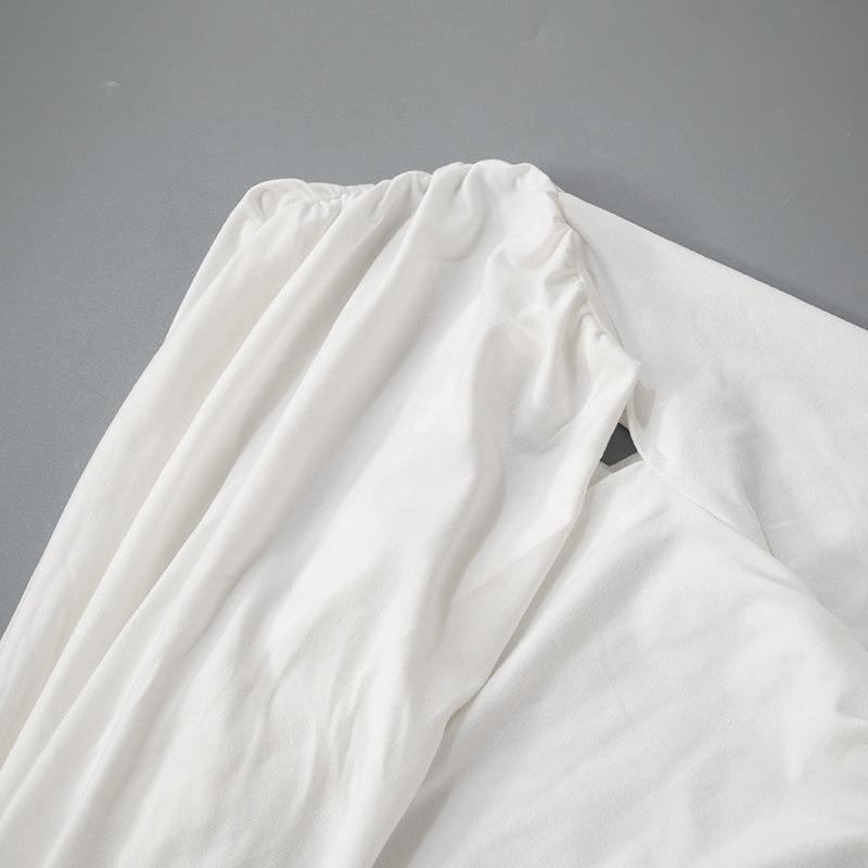 One shoulder long sleeve ruched hollow out knotted top
