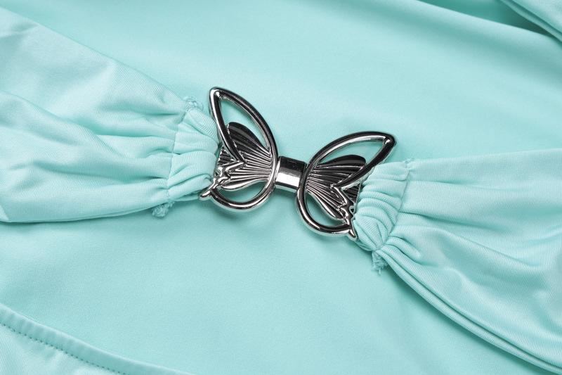 Halter metal butterfly hollow out maxi dress