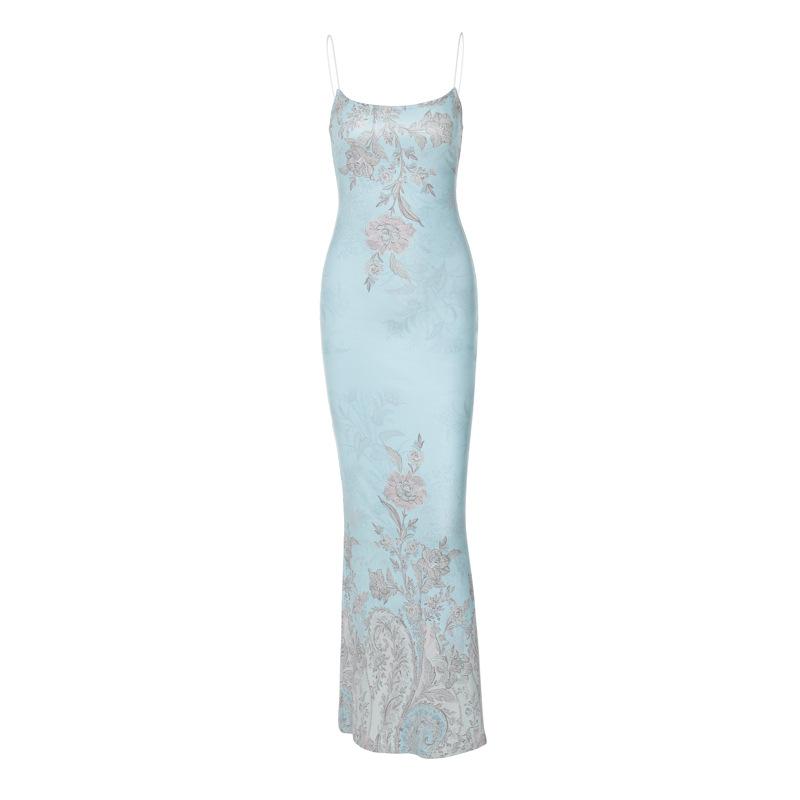 Flower print spaghetti strap cami maxi dress