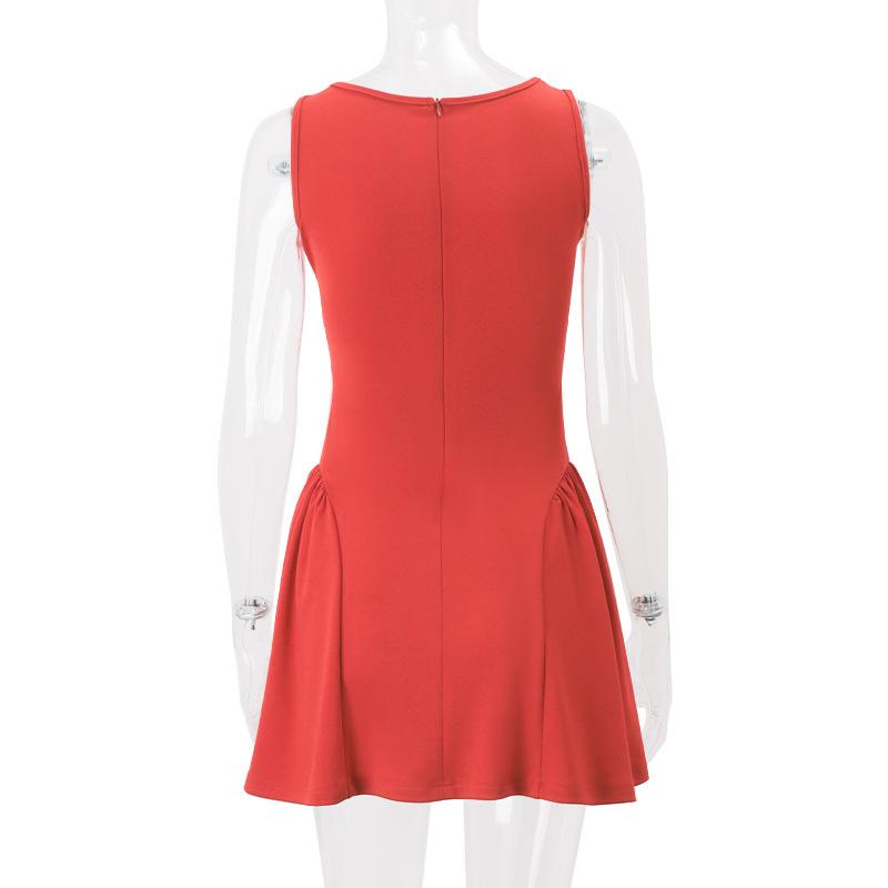 Square neck flower applique cami mini dress