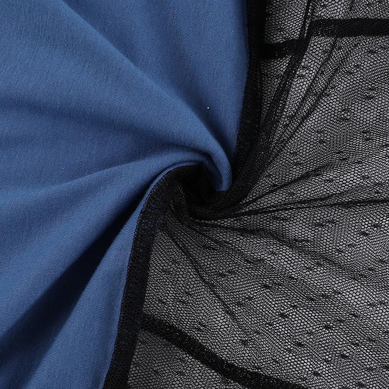 One shoulder mesh patchwork print ruched midi dress
