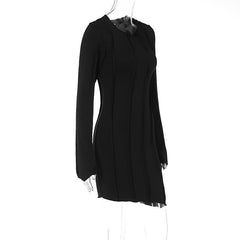 Stitch crewneck long sleeve solid mini dress  | red tango dress