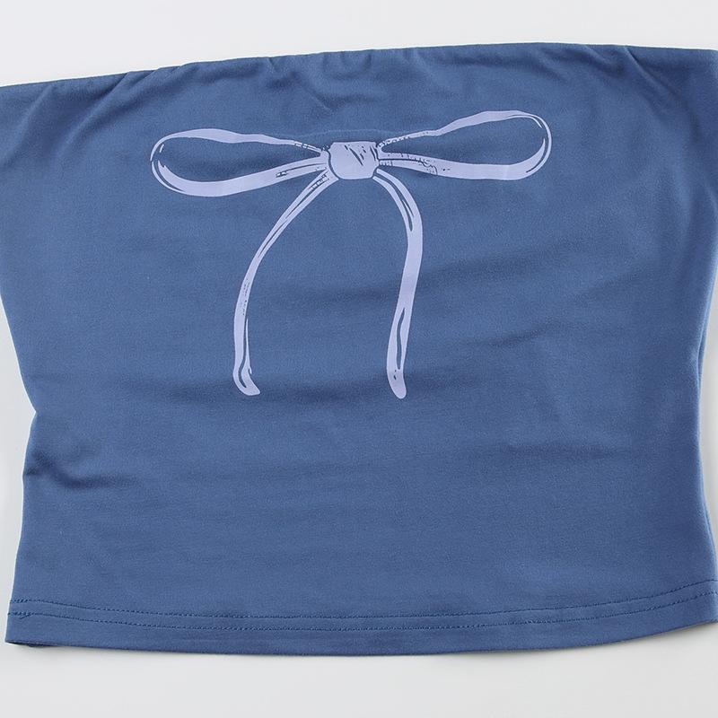 Butterfly print backless tube top