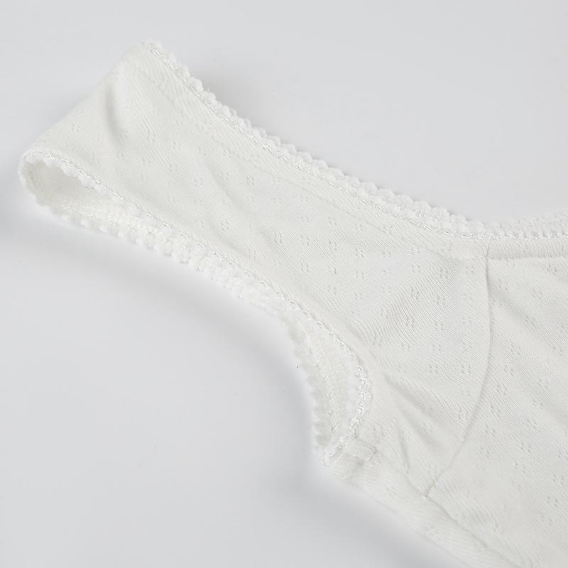 Cap sleeve ribbed bowknot textured lace hem top