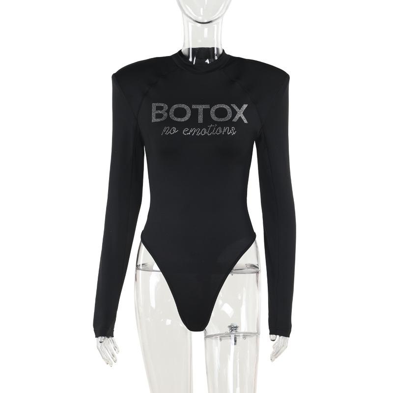 Crewneck long sleeve padded beaded bodysuit