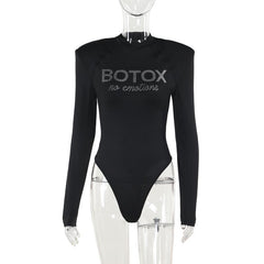Crewneck long sleeve padded beaded bodysuit