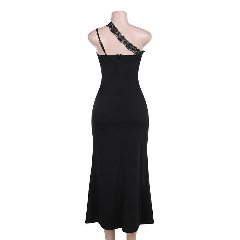 Sweetheart neck lace hem slit cami maxi dress
