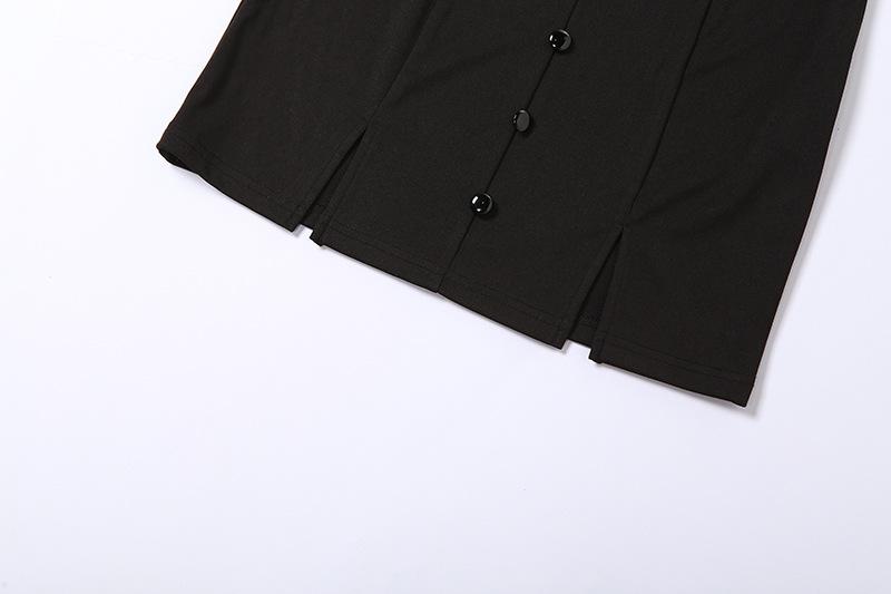 Long sleeve turnover collar button hollow out mini dress