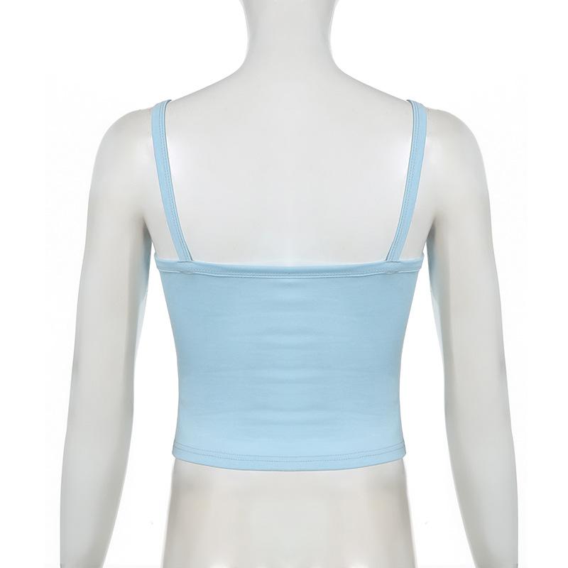 U neck â€?0â€?print contrast backless cami top