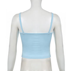 U neck â€?0â€?print contrast backless cami top