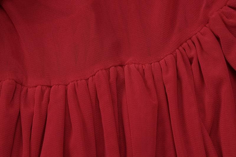Long sleeve ruffle ruched cross front halter sheer mesh mini dress  | red tango dress  | samba dress  | black rave dress