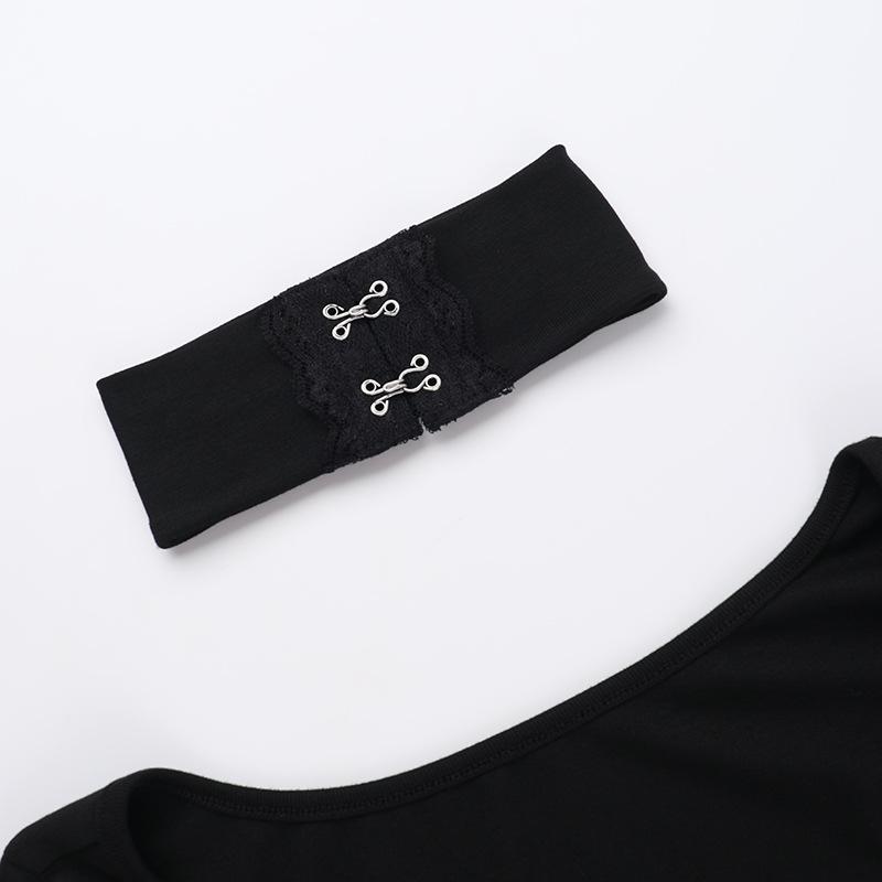 Halter long sleeve button self tie top
