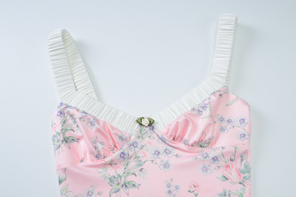 V neck flower print cami maxi dress